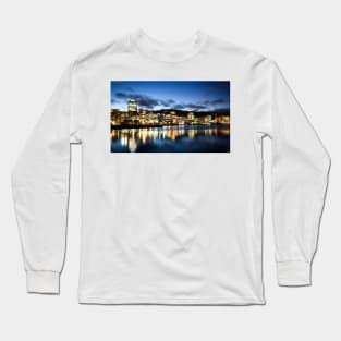 Wellington New Zealand Water Front At Night Long Sleeve T-Shirt